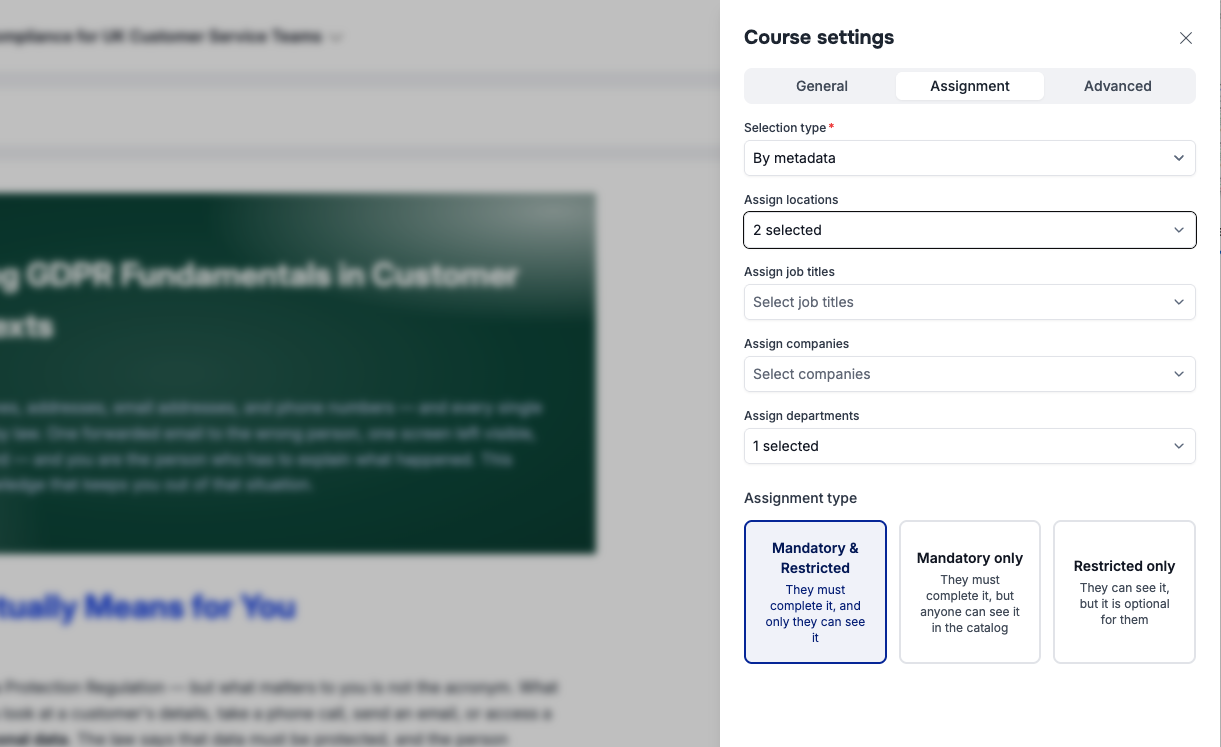 Assignment workflow management
