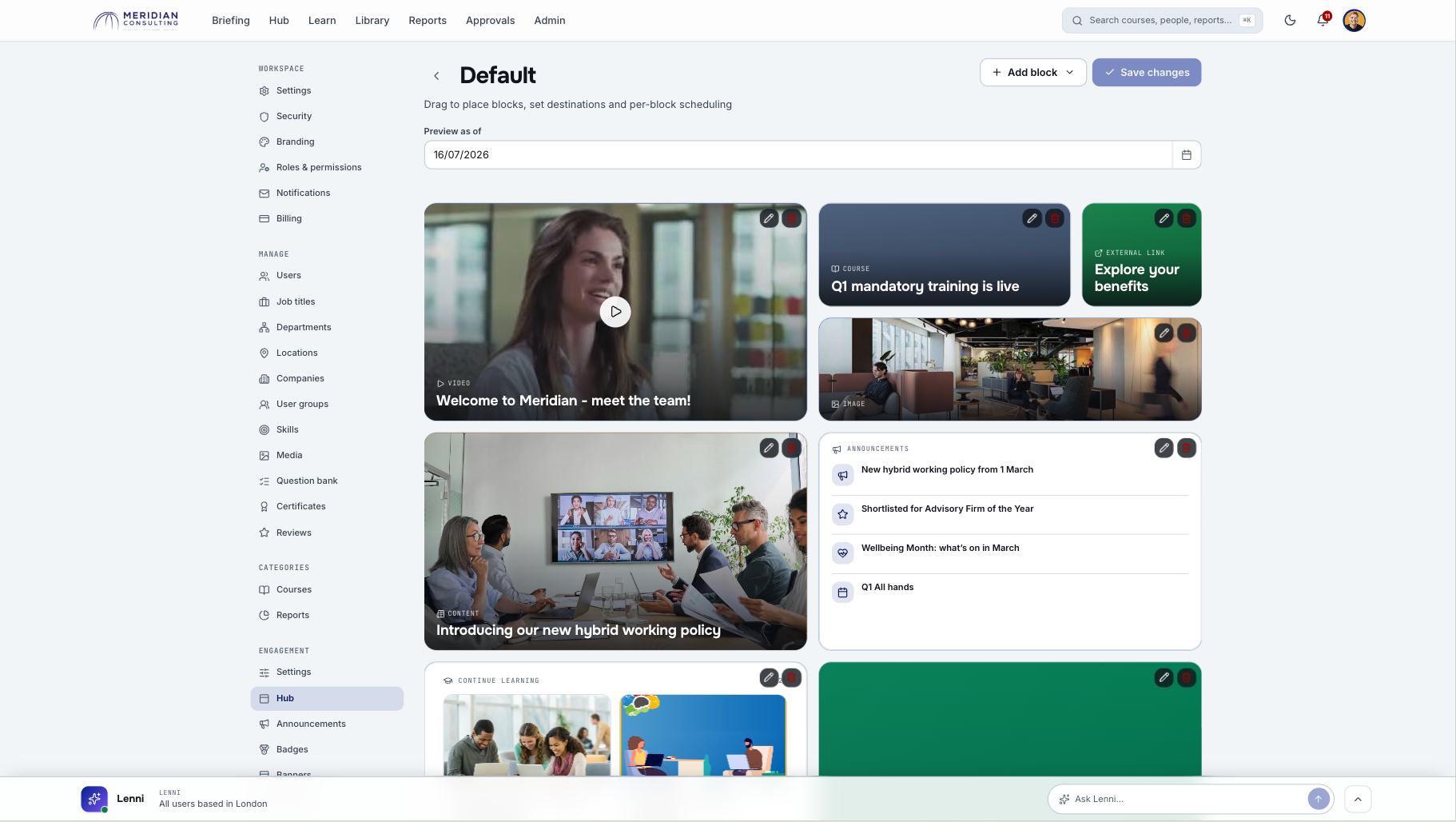 Hub — a home page employees actually visit